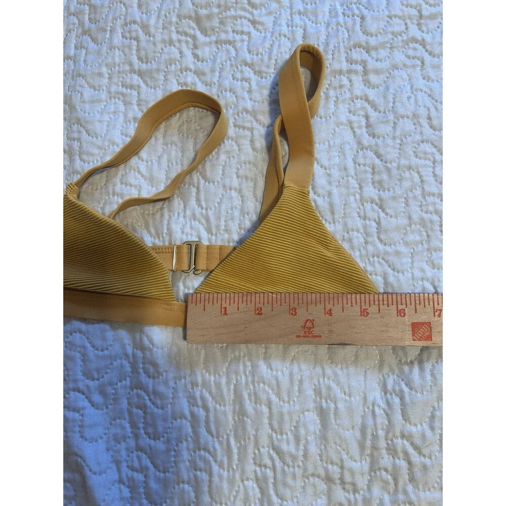 Fred Segal x Vitamin A XS Ribbed Triangle Bikini Top Mustard Gold Coastal Boho